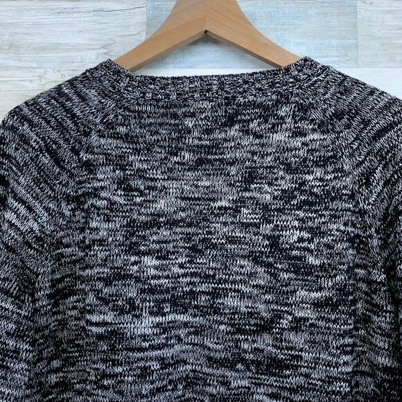 Lands End Marled Drifter Sweater Gray Black Ribbed Womens Large Petite LP 14 16 - Picture 5 of 7